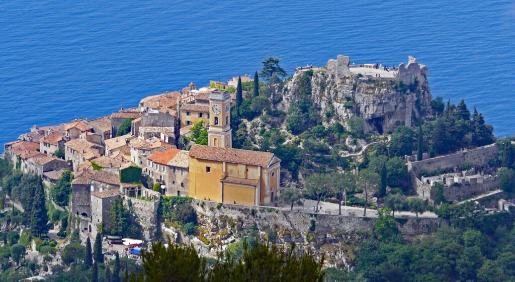 Picturesque village perched above the deep blue sea.