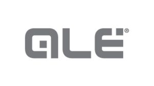 Gray ALÉ logo on black background